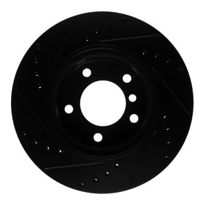 BMW 120i Brake Rotor (1) - Front Right - R1 Concepts - Drilled & Slotted - Black - `05-`07